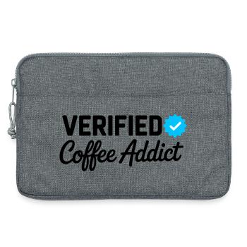 Badge vérifié de Coffee Addict Funny Caffeine Lover - Sacoche pour ordinateur portable 13 pouces - gris chiné - Devant