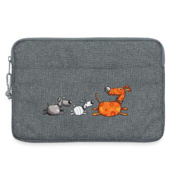 Three funny dogs - dog - team - gift - cartoon - Laptop bag 13" - heather grey - Front