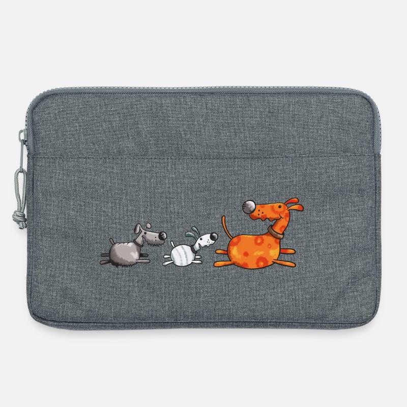 Drei Hundetiere - Hund - Hunde - Dog - Comic - Laptoptasche 13" - Grau meliert