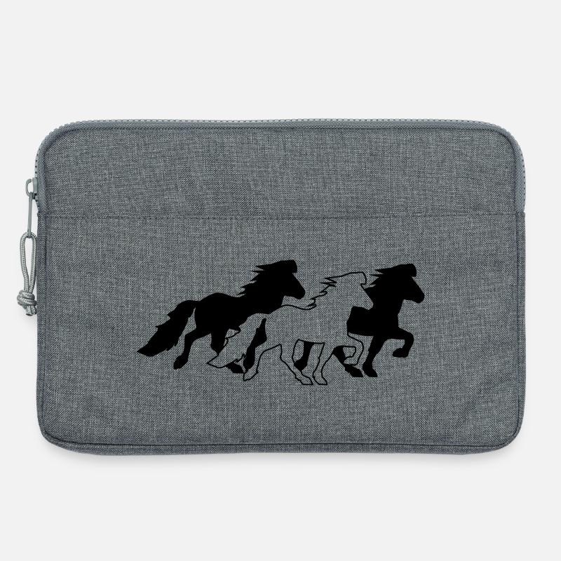 3 edle Islandpferde im Tölt  - Laptoptasche 13" - Grau meliert