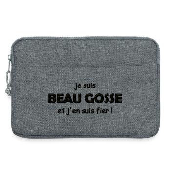 fier d être beau gosse - Sacoche pour ordinateur portable 13 pouces - gris chiné - Devant