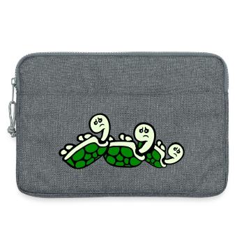 3 turtles back tipped over lying sad - Laptop bag 13" - heather grey - Front