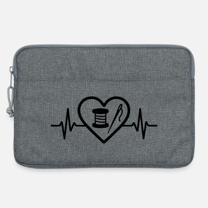 Herz + Nähen – Nähleidenschaft - Laptoptasche 13" - Grau meliert