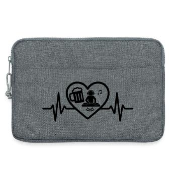 Heart DJ Beer - Sacoche pour ordinateur portable 13 pouces - gris chiné - Devant