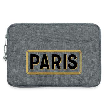 Schwarz-Gold-Pariser Schild – Französisches Stadtschild - Laptoptasche 13" - Grau meliert - Vorne