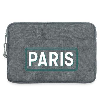 Panneau Paris Line Art Vert Blanc - Sacoche pour ordinateur portable 13 pouces - gris chiné - Devant