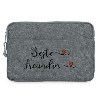 Beste Freundin Herz Geschenk - Laptoptasche 13" - Grau meliert - Vorne