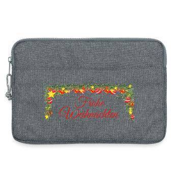 Weihnachtsgirlande Frohe Weihnachten rote Schrift - Laptoptasche 13" - Grau meliert - Vorne