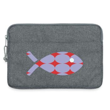 POISSON - Sacoche pour ordinateur portable 13 pouces - gris chiné - Devant