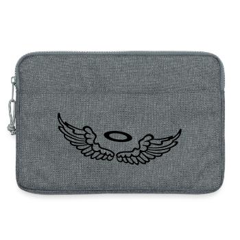Small wings, angel wings with halo. - Laptop bag 13" - heather grey - Front