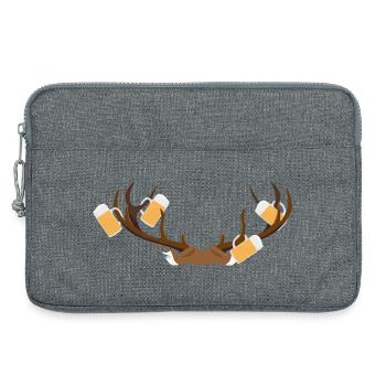 Hirschgeweih mit Bier - Laptoptasche 13" - Grau meliert - Vorne