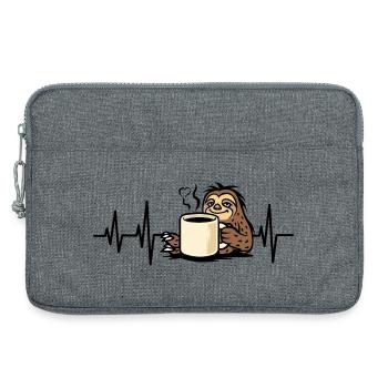 Cozy sloth with coffee cup - Laptop bag 13" - heather grey - Front