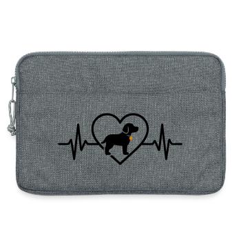 Chien Coeur Silhouette Chien Amoureux Cadeau - Sacoche pour ordinateur portable 13 pouces - gris chiné - Devant