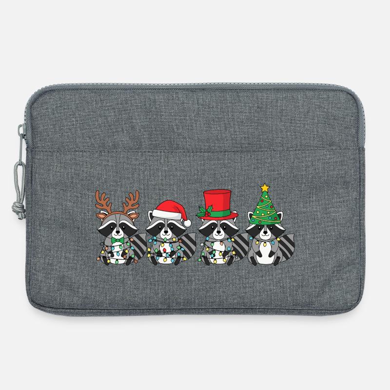Waschbär Weihnachtsmann Weihnachtsbeleuchtung - Laptoptasche 13" - Grau meliert