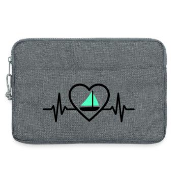 Herz Segeln – Leidenschaft Boot - Laptoptasche 13" - Grau meliert - Vorne