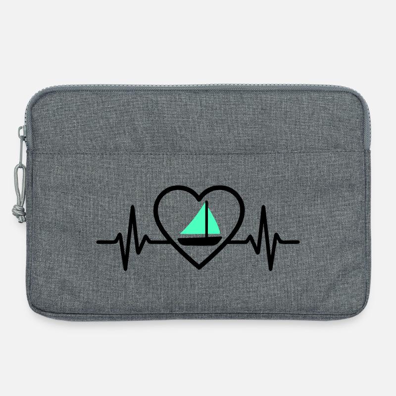 Herz Segeln – Leidenschaft Boot - Laptoptasche 13" - Grau meliert
