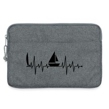 Segelboot Herzschlag - Laptoptasche 13" - Grau meliert - Vorne