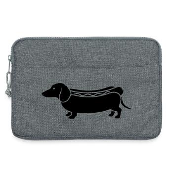 Dachshund Hot Dog Sausage Silhouette - Laptop bag 13" - heather grey - Front