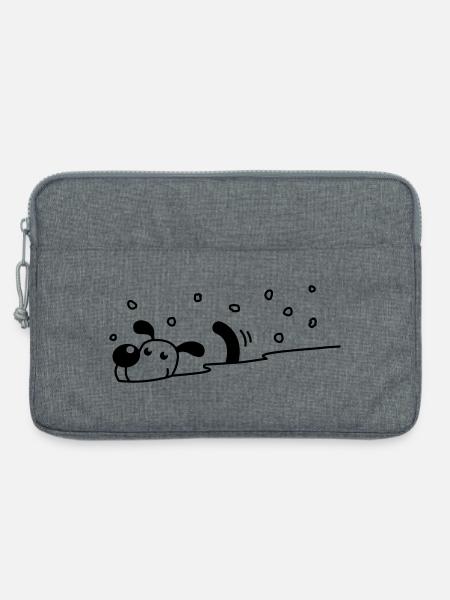 Niedlicher Hund im Schnee - Laptoptasche 13" - Grau meliert