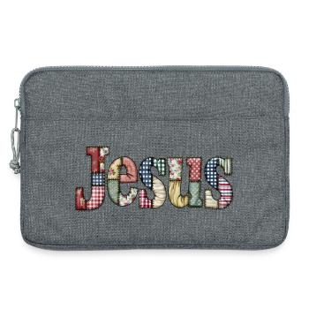 Patchwork Jesus Schriftzug - Laptoptasche 13" - Grau meliert - Vorne