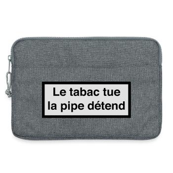 Le tabac tue, la pipe détend :) - Sacoche pour ordinateur portable 13 pouces - gris chiné - Devant