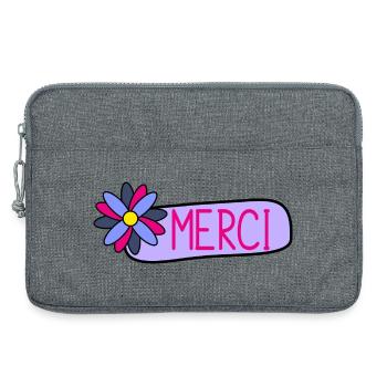 MERCI. MAÎTRESSE. MAÎTRE. MERCI MAÎTRESSE - Sacoche pour ordinateur portable 13 pouces - gris chiné - Devant