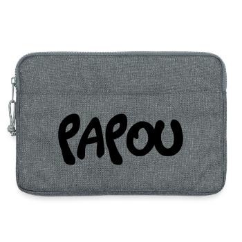 PAPOU. PAPA. FÊTE DES PÈRES. BONNE FÊTE PAPA - Sacoche pour ordinateur portable 13 pouces - gris chiné - Devant