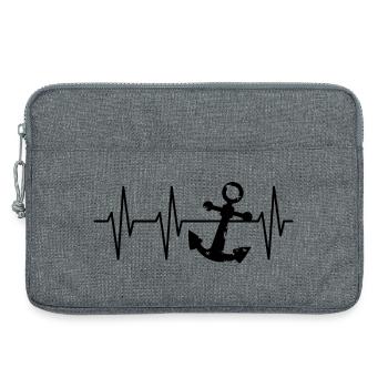 Ancre pouls ECG symbole battement de cœur lac capitaine icône - Sacoche pour ordinateur portable 13 pouces - gris chiné - Devant