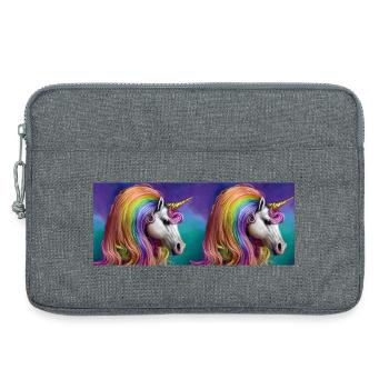 Illustration de licorne nostalgique d’or violet - Sacoche pour ordinateur portable 13 pouces - gris chiné - Devant