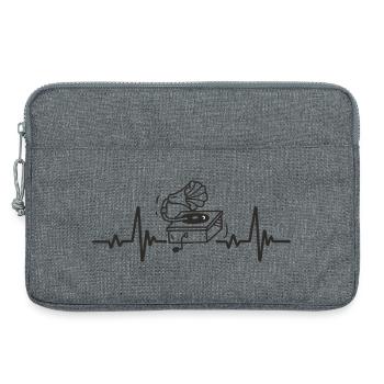 Vintage Phonograph Retro Music Rhythm Heart - Laptop bag 13" - heather grey - Front
