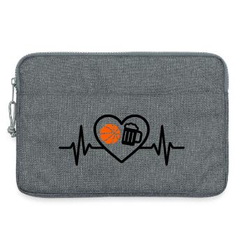 Herz Basketball Bier - Laptoptasche 13" - Grau meliert - Vorne