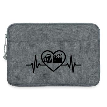 Cœur Bière Cinéma Humour - Sacoche pour ordinateur portable 13 pouces - gris chiné - Devant