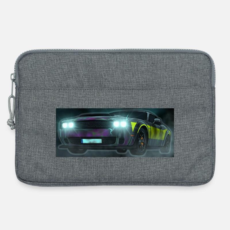 Flash Check Neon Stripe Car - Laptop bag 13" - heather grey