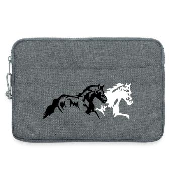 Chevaux Etalon Jument Poulain - Sacoche pour ordinateur portable 13 pouces - gris chiné - Devant
