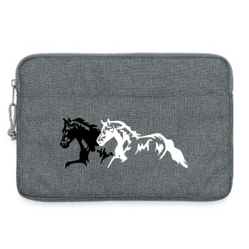 Chevaux étalon - jument - poulain - Sacoche pour ordinateur portable 13 pouces - gris chiné - Devant