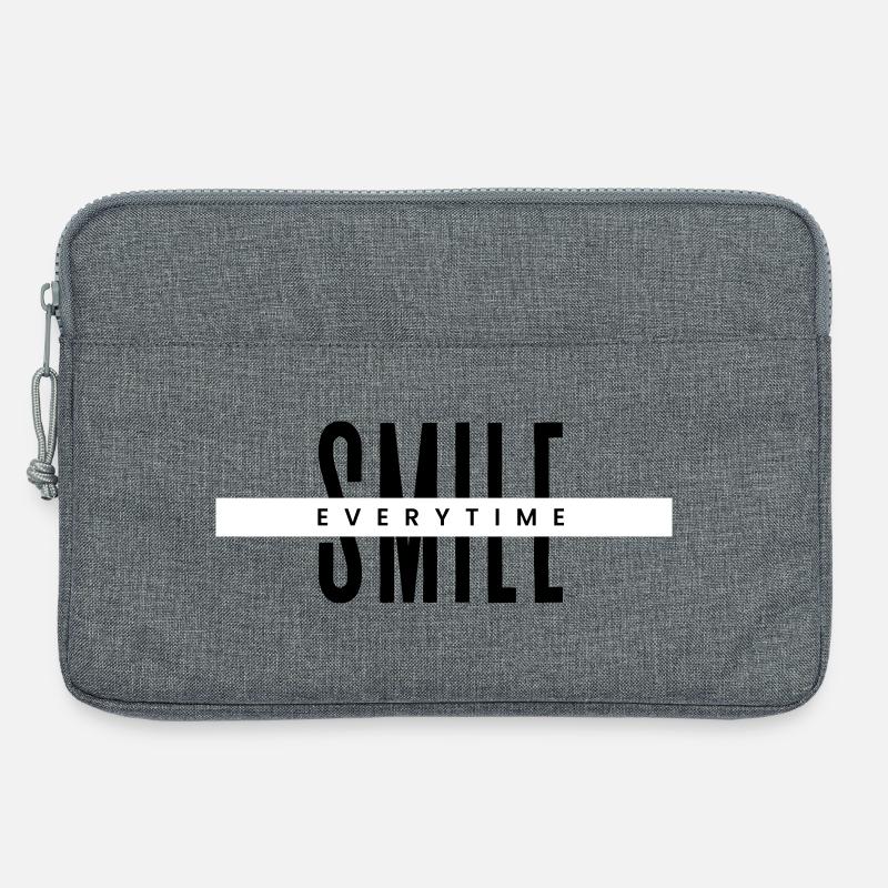 Jedes Mal lächeln – Minimale positive Typografie - Laptoptasche 13" - Grau meliert