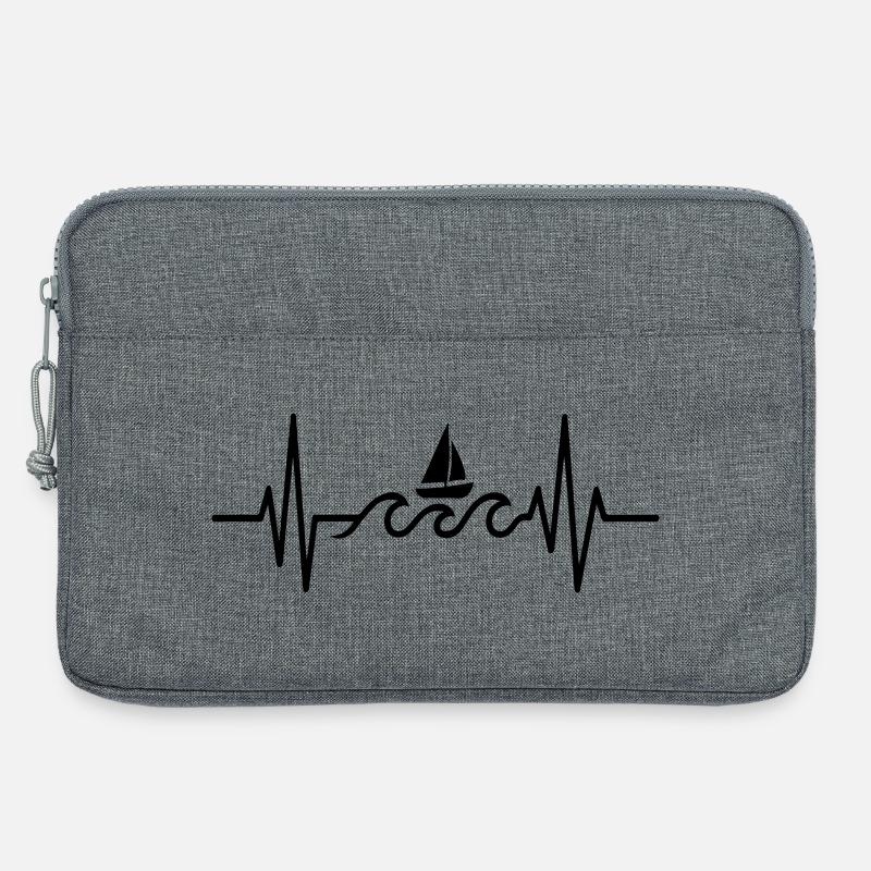 Boot Heartbeat Line Minimalistisches Segeldesign - Laptoptasche 13" - Grau meliert