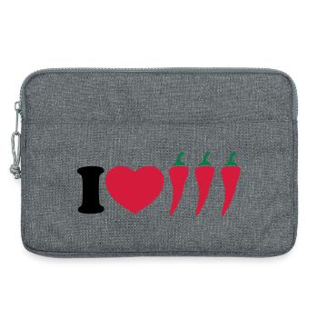 I love chilli - J'aime le piment - Sacoche pour ordinateur portable 13 pouces - gris chiné - Devant