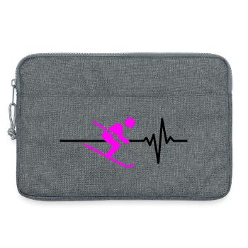 SKIING HEARTBEAT PINK WINTER SPORT CARVING - Laptop bag 13" - heather grey - Front