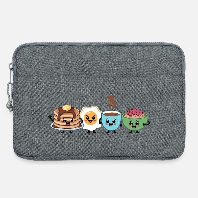 Cute Food & Beverage Breakfast Pattern - Laptop bag 13" - heather grey
