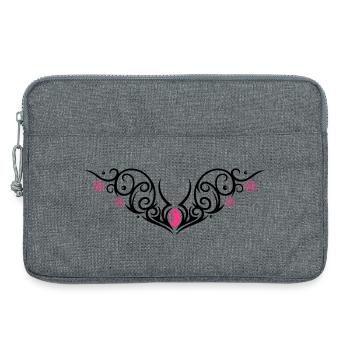 Tribal with cherry blossom, Tattoo - Laptop bag 13" - heather grey - Front