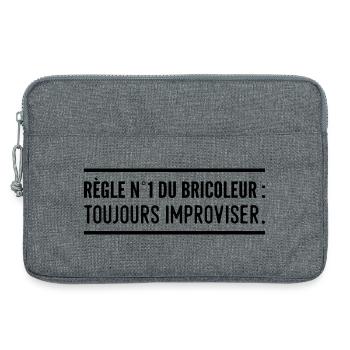 Règle n°1 du bricoleur : toujours improviser - Sacoche pour ordinateur portable 13 pouces - gris chiné - Devant