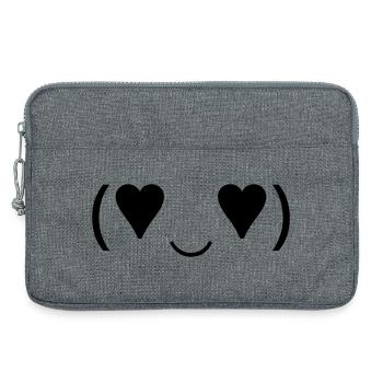 Émotique amoureuse (♥‿♥) Yeux en cœur Kaomoji - Sacoche pour ordinateur portable 13 pouces - gris chiné - Devant