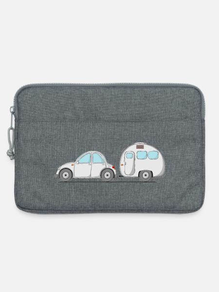 Auto mit Wohnwagen Grau - Laptoptasche 13" - Grau meliert