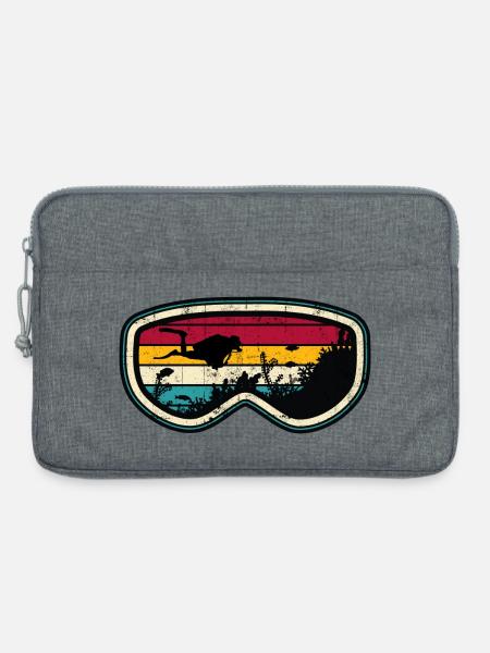 Retro Diver Sunset Silhouette - Laptoptasche 13" - Grau meliert