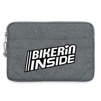 Bikerin inside Schriftzug (Farben änderbar) - Laptoptasche 13" - Grau meliert - Vorne