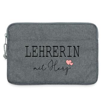 Lehrerin mit Herz - Laptoptasche 13" - Grau meliert - Vorne