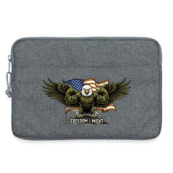 Adler vor dem Hintergrund der US-Flagge - Laptoptasche 13" - Grau meliert - Vorne