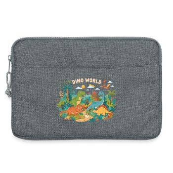 Dino Welt: bunte Urzeit-Szene - Laptoptasche 13" - Grau meliert - Vorne