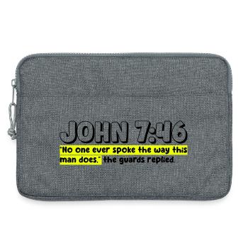John 7:46 | Bible Quote - Laptop bag 13" - heather grey - Front